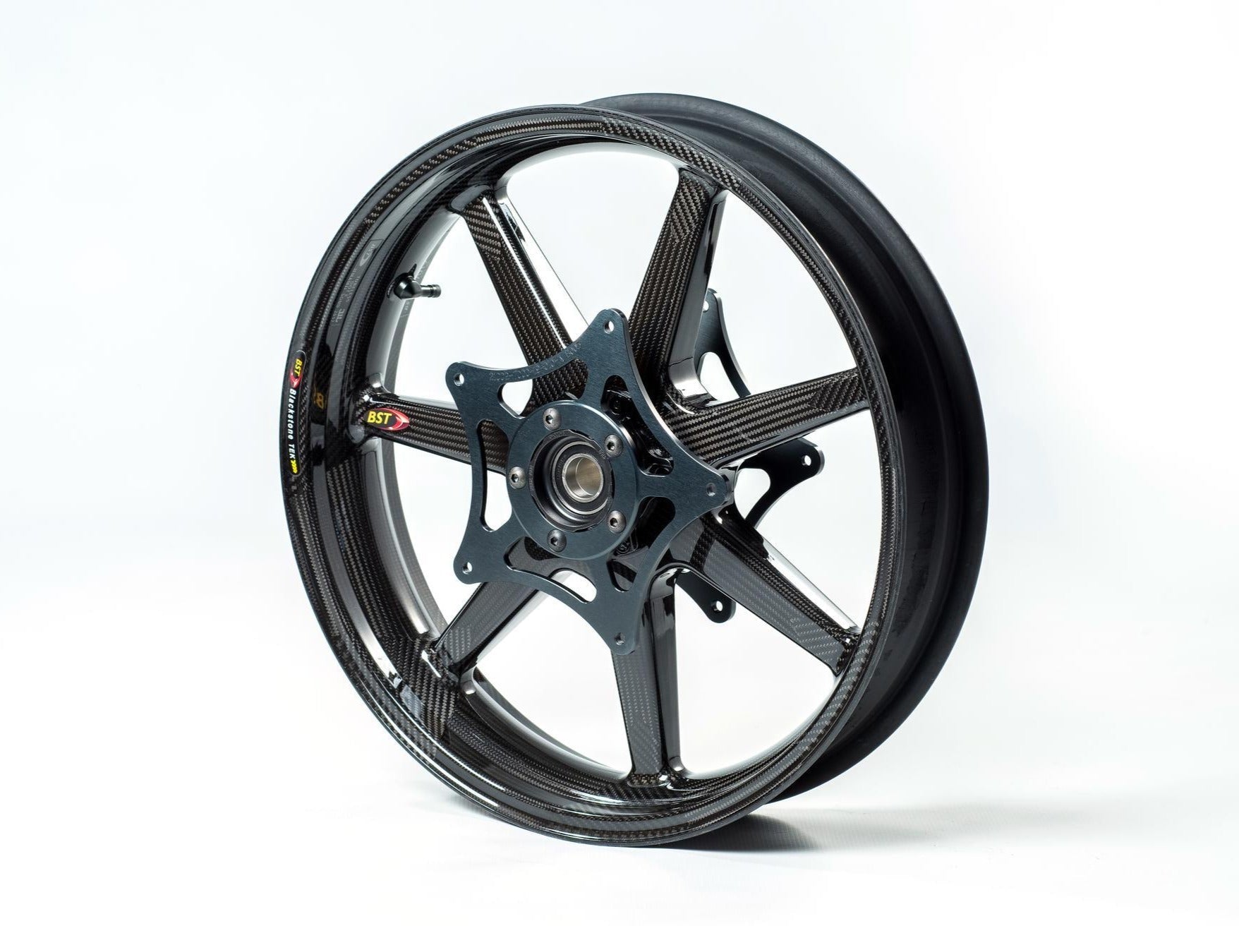 BST, BST BMW K1200S / K1200R Carbon Wheel "Panther TEK" (front, 7 straight spokes, black hubs)