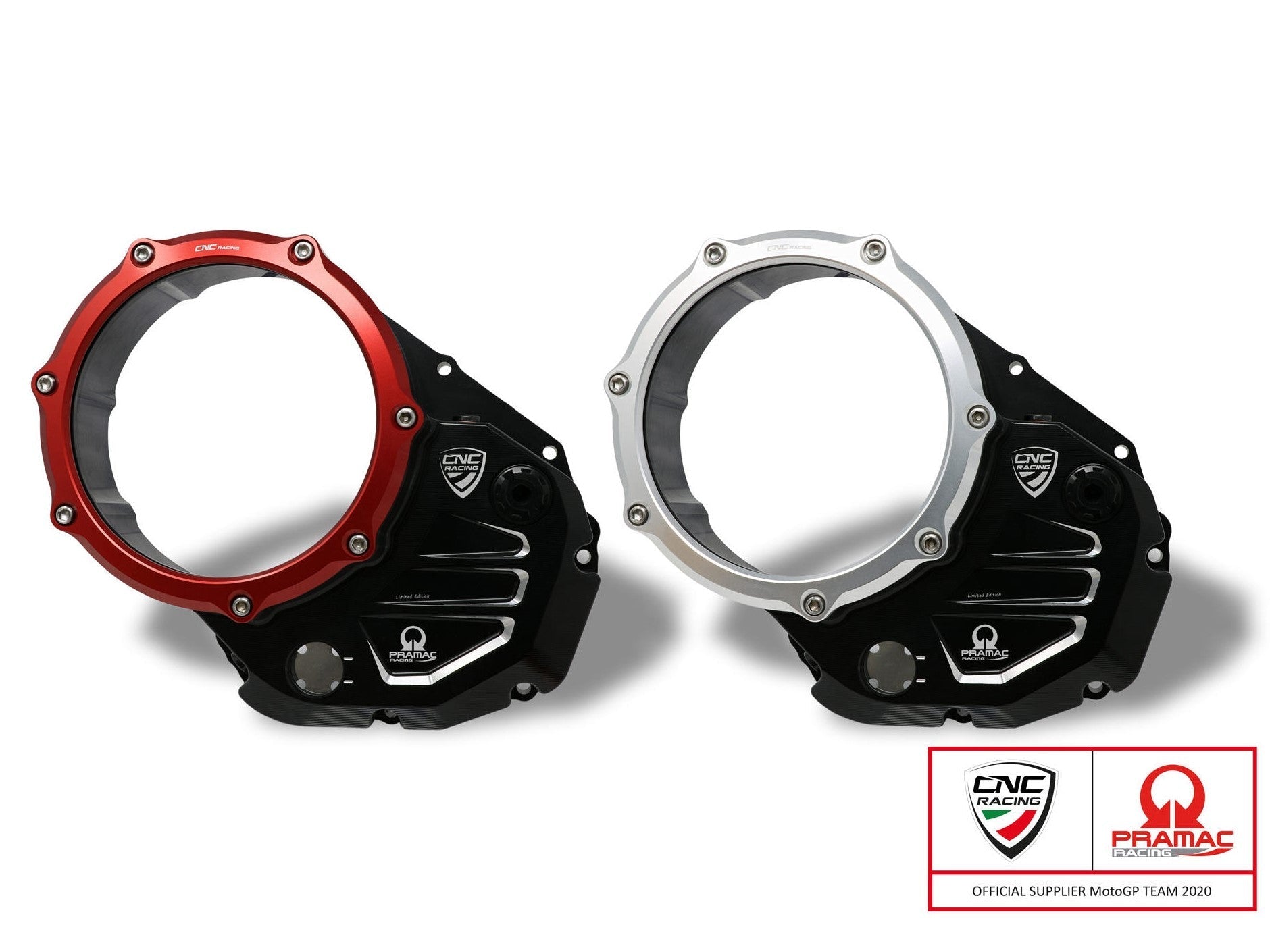 CNC Racing, CA504PR - CNC RACING Ducati Monster / Multistrada Oil Bath Clear Clutch Cover (Pramac edition)