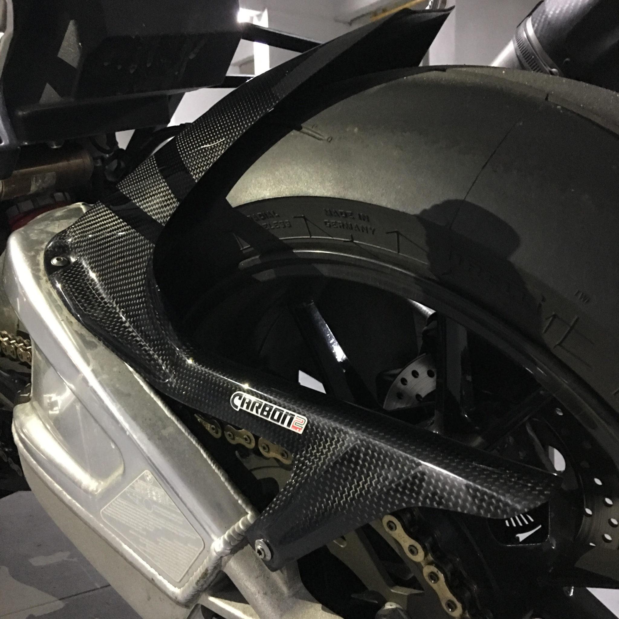 Carbon2Race, CARBON2RACE BMW S1000RR (09/18) Carbon Rear Hugger (with chain cover/ABS hole)