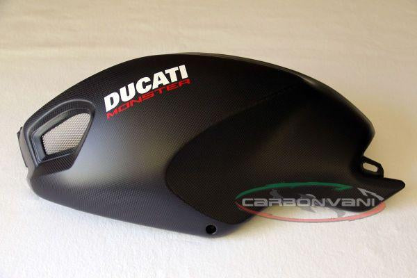 Carbonvani, CARBONVANI Ducati Monster 696/796/1100 Carbon Side Tank Panels Kit "Black"