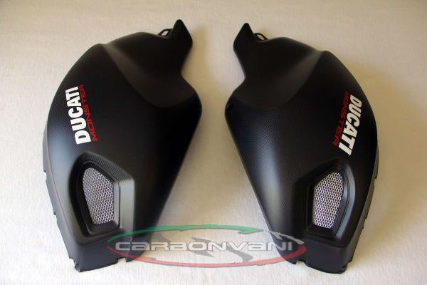 Carbonvani, CARBONVANI Ducati Monster 696/796/1100 Carbon Side Tank Panels Kit "Black"