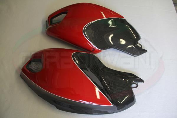 Carbonvani, CARBONVANI Ducati Monster 696/796/1100 Carbon Side Tank Panels Kit "Red"