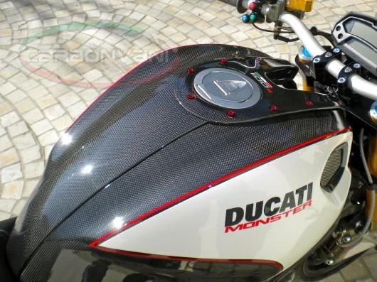 Carbonvani, CARBONVANI Ducati Monster 696/796/1100 Carbon Side Tank Panels Kit "White"