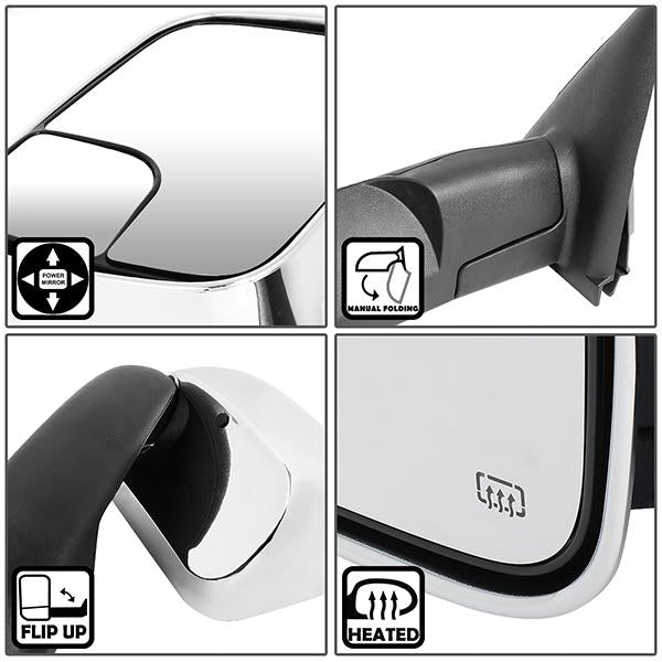 CAAP, Chrome Powered Heated Towing Mirrors (Pair)02-08 Dodge Ram 1500, 03-09 Ram 2500