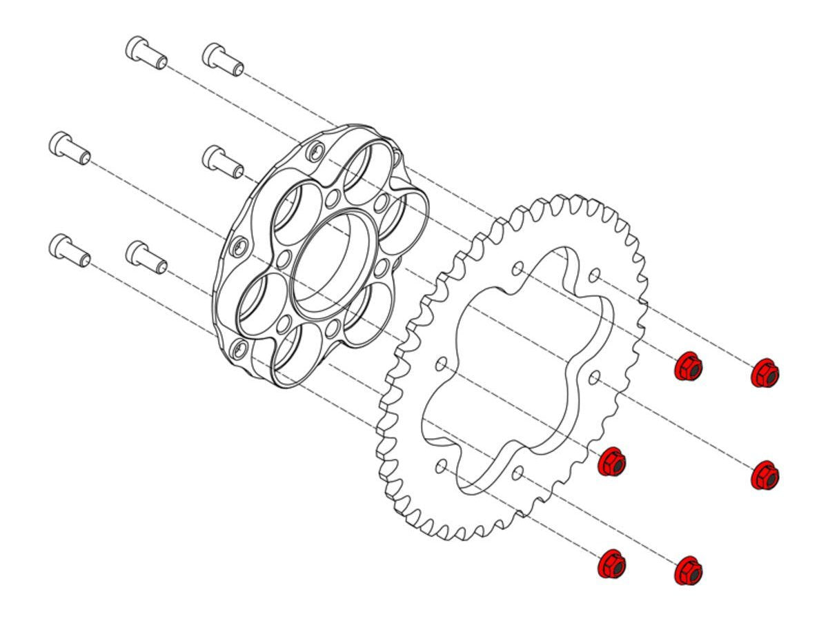 CNC Racing, DA388 - CNC RACING Ducati Gear Ring Nuts (M8x1.25)