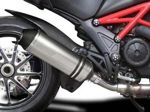 Delkevic, DELKEVIC Ducati Diavel 1200 Slip-on Exhaust 13.5" X-Oval Titanium