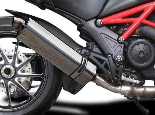 Delkevic, DELKEVIC Ducati Diavel 1200 Slip-on Exhaust Stubby 17" Tri-Oval