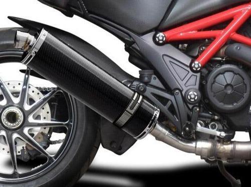 Delkevic, DELKEVIC Ducati Diavel 1200 Slip-on Exhaust Stubby 18" Carbon