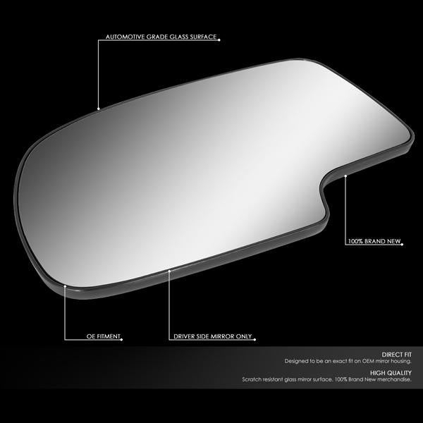 CAAP, Factory Replacement Mirror Glass (Left) 99-07 Chevy Silverado, GMC Sierra, Tahoe, Yukon