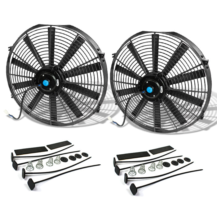 CAAP, Pair Universal 16" Radiator Cooling Fan + Mounting Kit