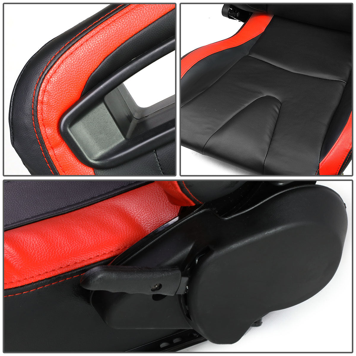 J2 Engineering, Racing Seats - Reclinable - Horizontal Stitch - PVC Leather - Pair