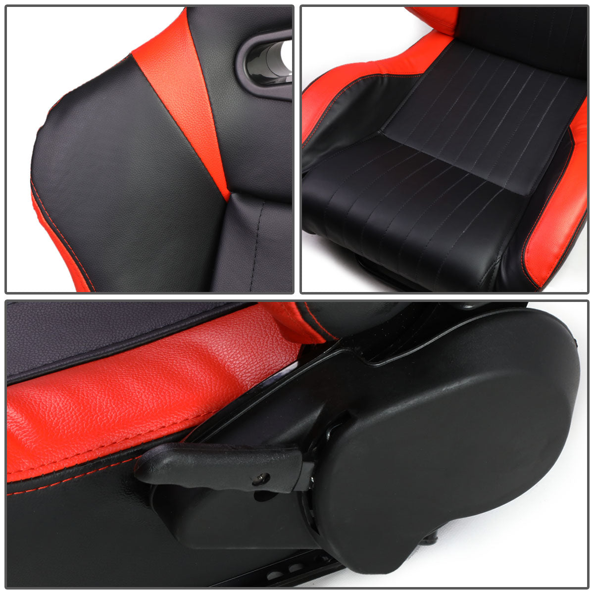 J2 Engineering, Racing Seats - Reclinable - Vertical Stitch - PVC Leather - Pair