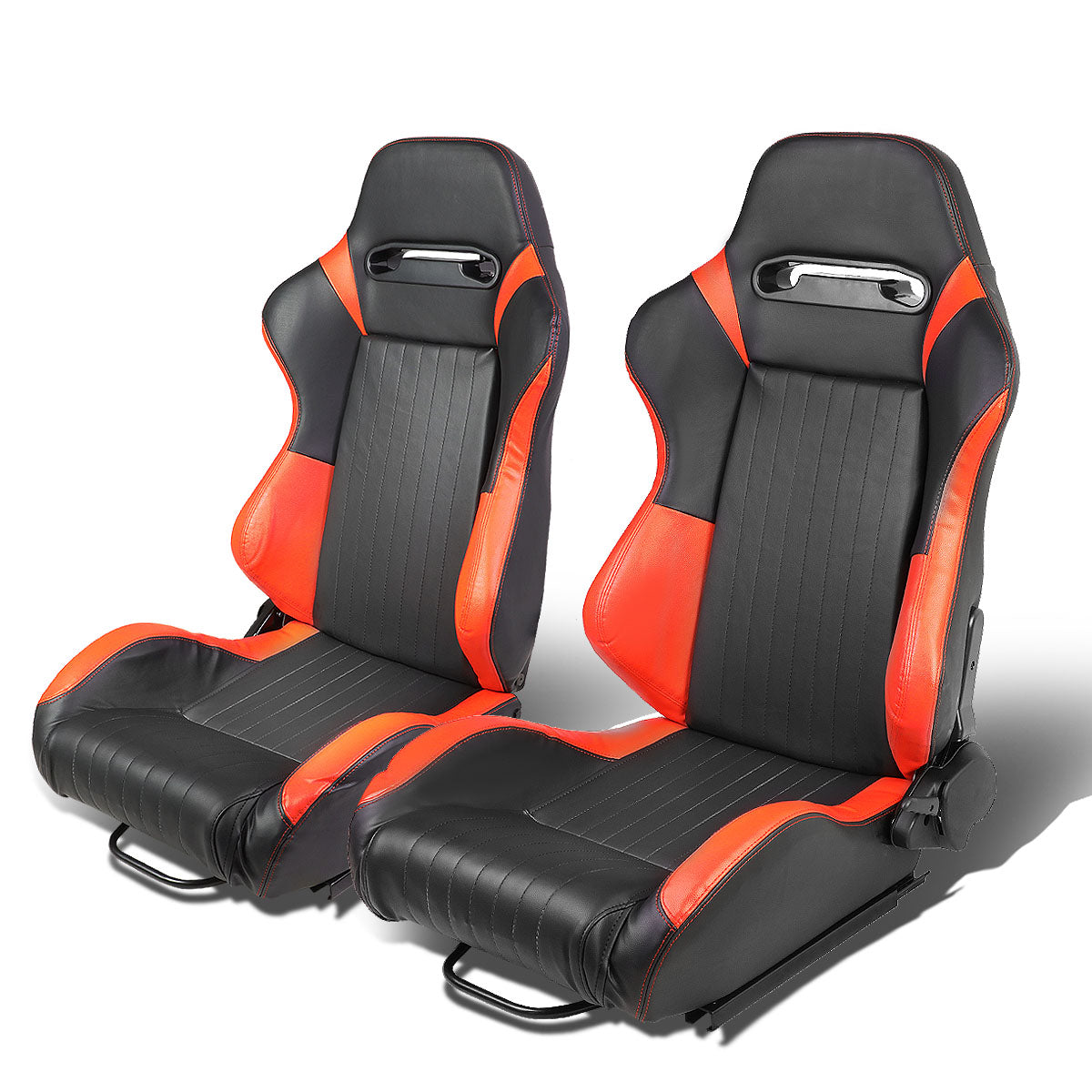 J2 Engineering, Racing Seats - Reclinable - Vertical Stitch - PVC Leather - Pair