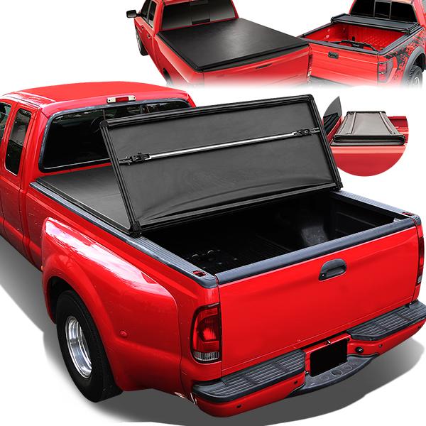 DNA Motoring, Soft Vinyl Tri-Fold Tonneau Cover 07-17 Toyota Tundra 5.5 ft. Bed