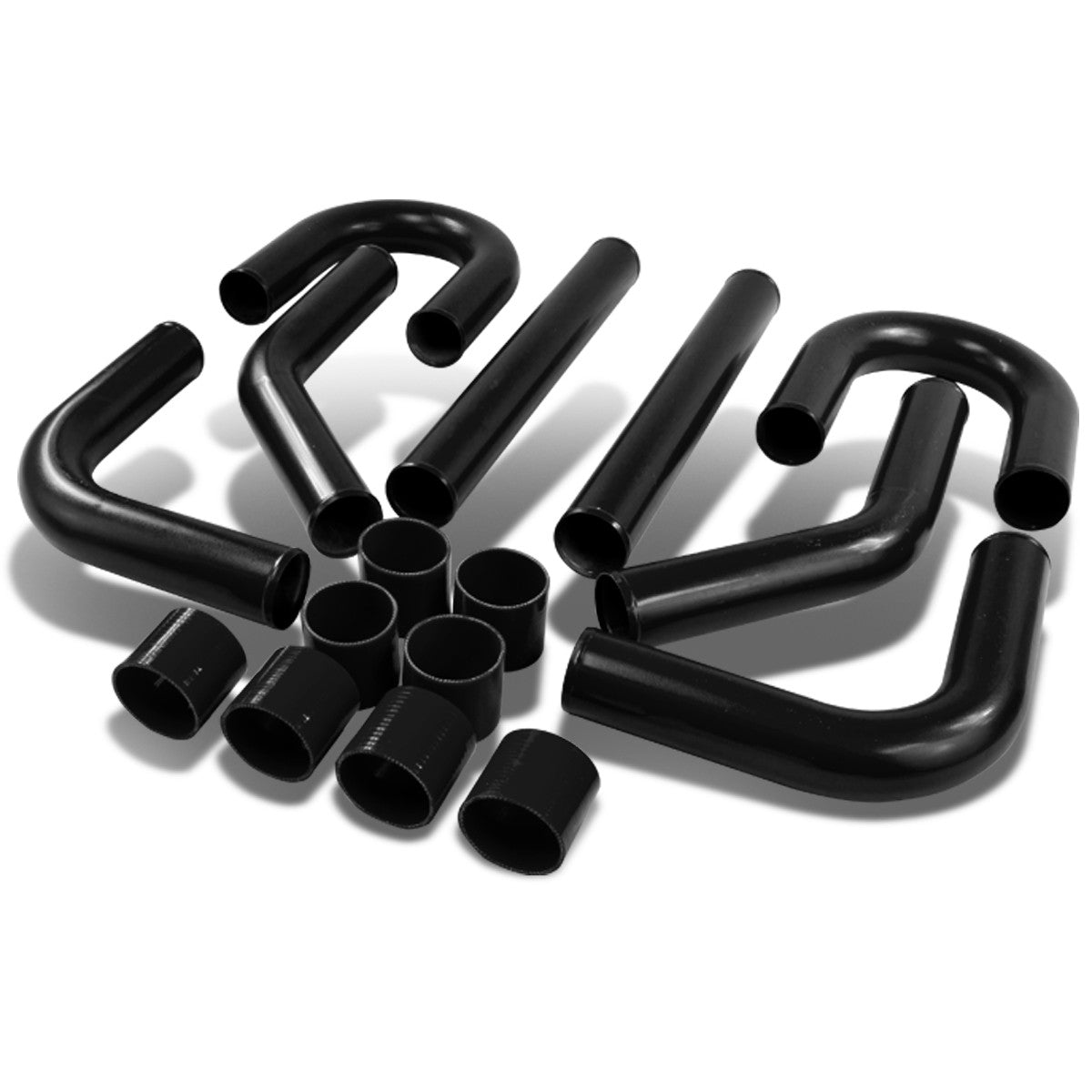 CAAP, Universal 2.75"OD FMIC Front Mount Intercooler Piping+Silicone Hose Kit - Aluminum