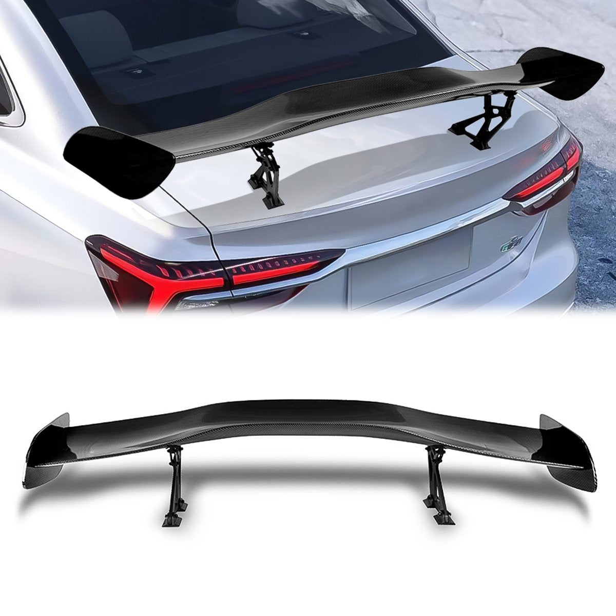 Stay Tuned Performance, Universal 57" Adjustable Rake Type-1 GT Style Spoiler - Carbon fiber look