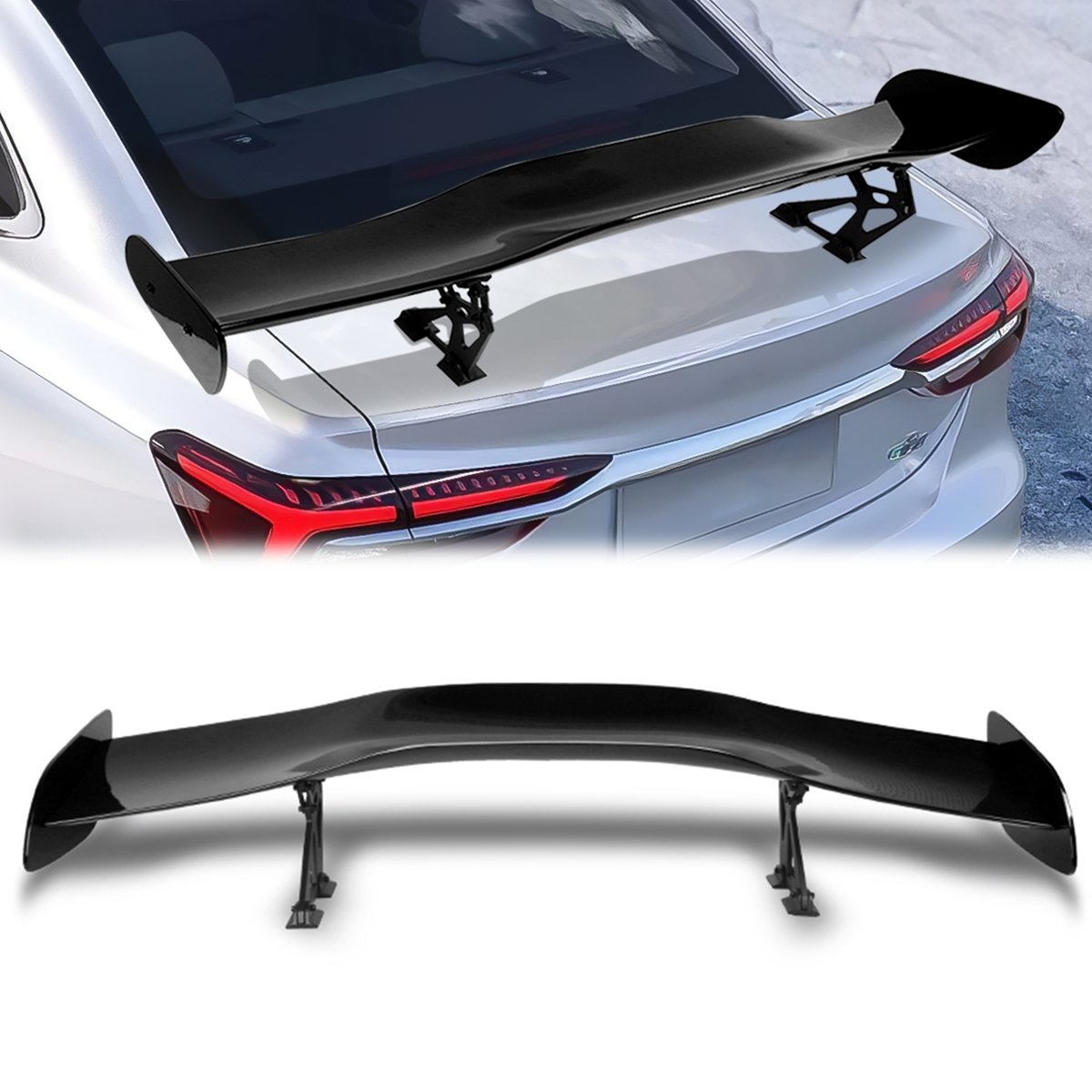 Stay Tuned Performance, Universal 57" Adjustable Rake Type-1 GT Style Spoiler - Gloss Black