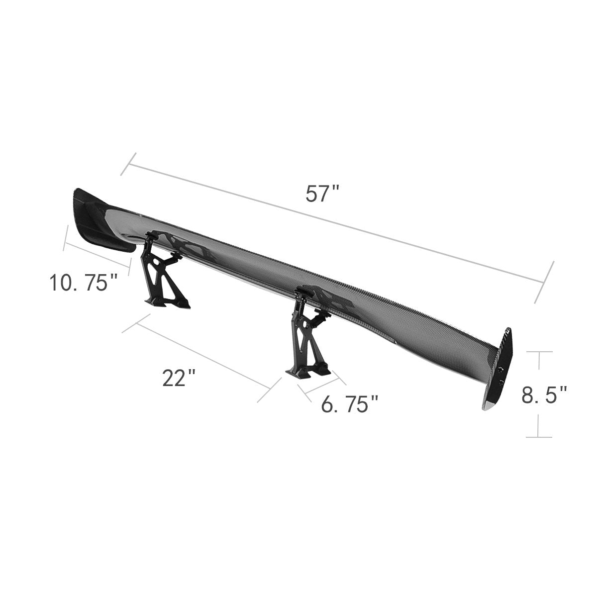 Stay Tuned Performance, Universal 57" Adjustable Rake Type-2 GT Style Spoiler - Carbon fiber look