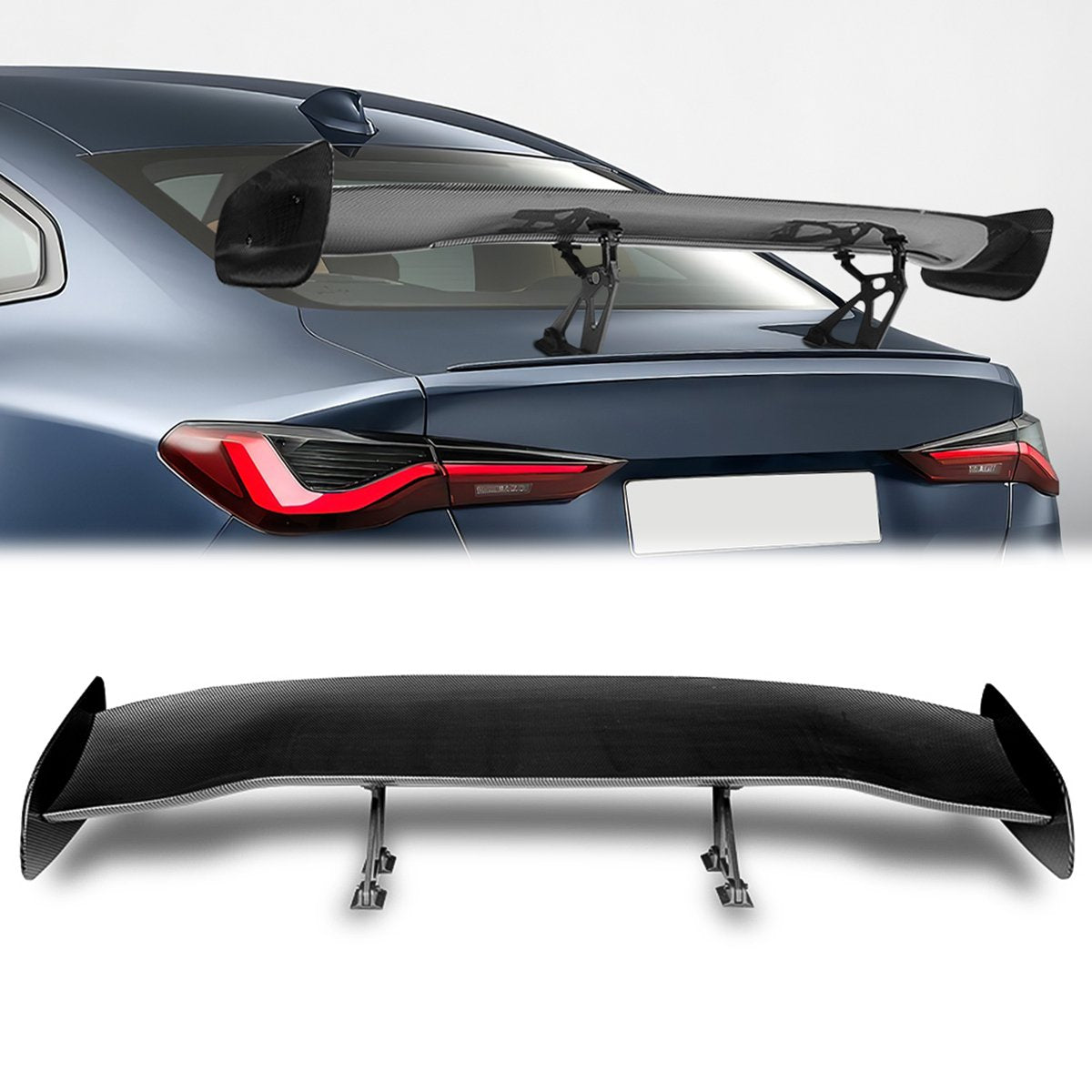 Stay Tuned Performance, Universal 57" Adjustable Rake Type-2 GT Style Spoiler - Carbon fiber look