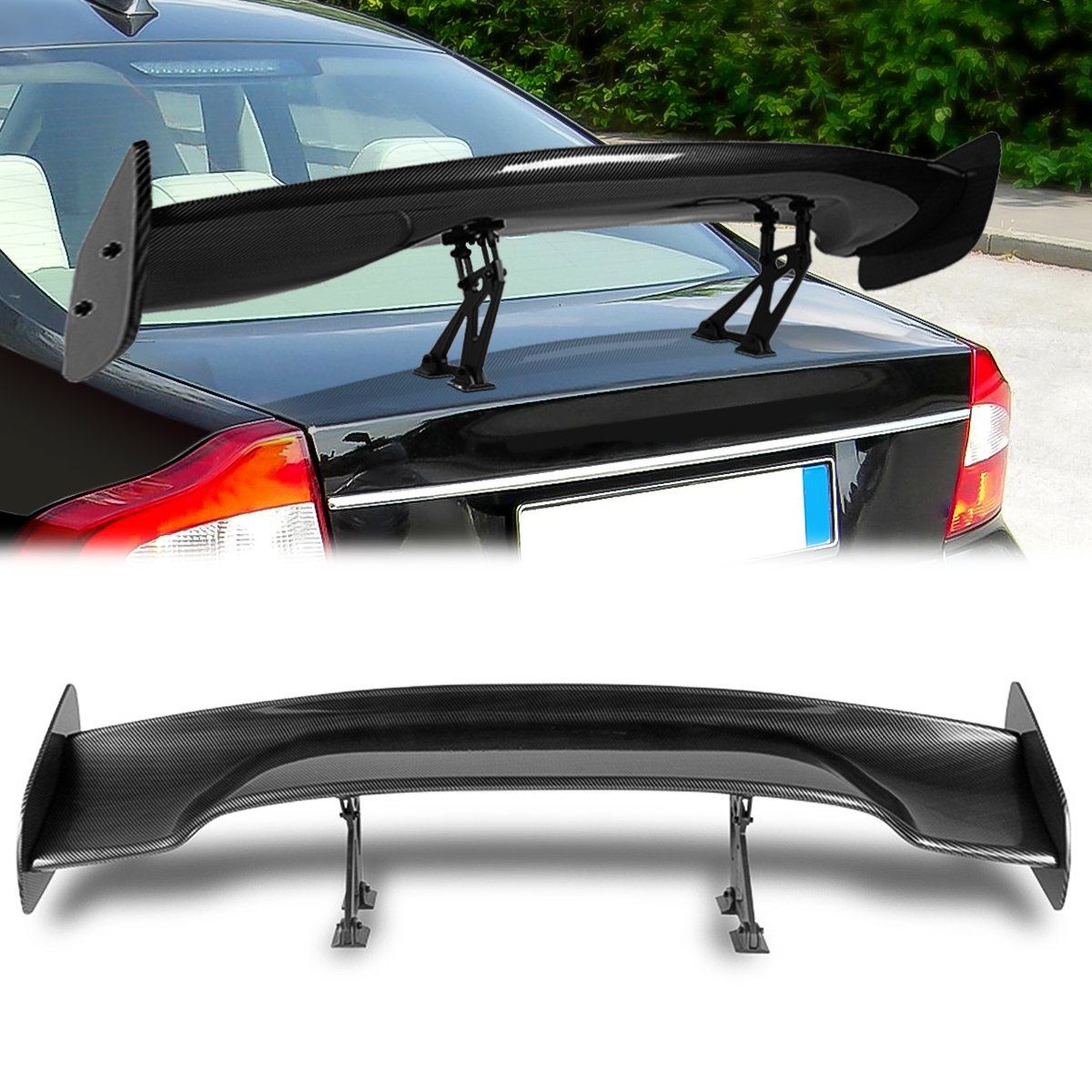 Stay Tuned Performance, Universal 57" Adjustable Rake Type-3 GT Style Spoiler - Carbon fiber look