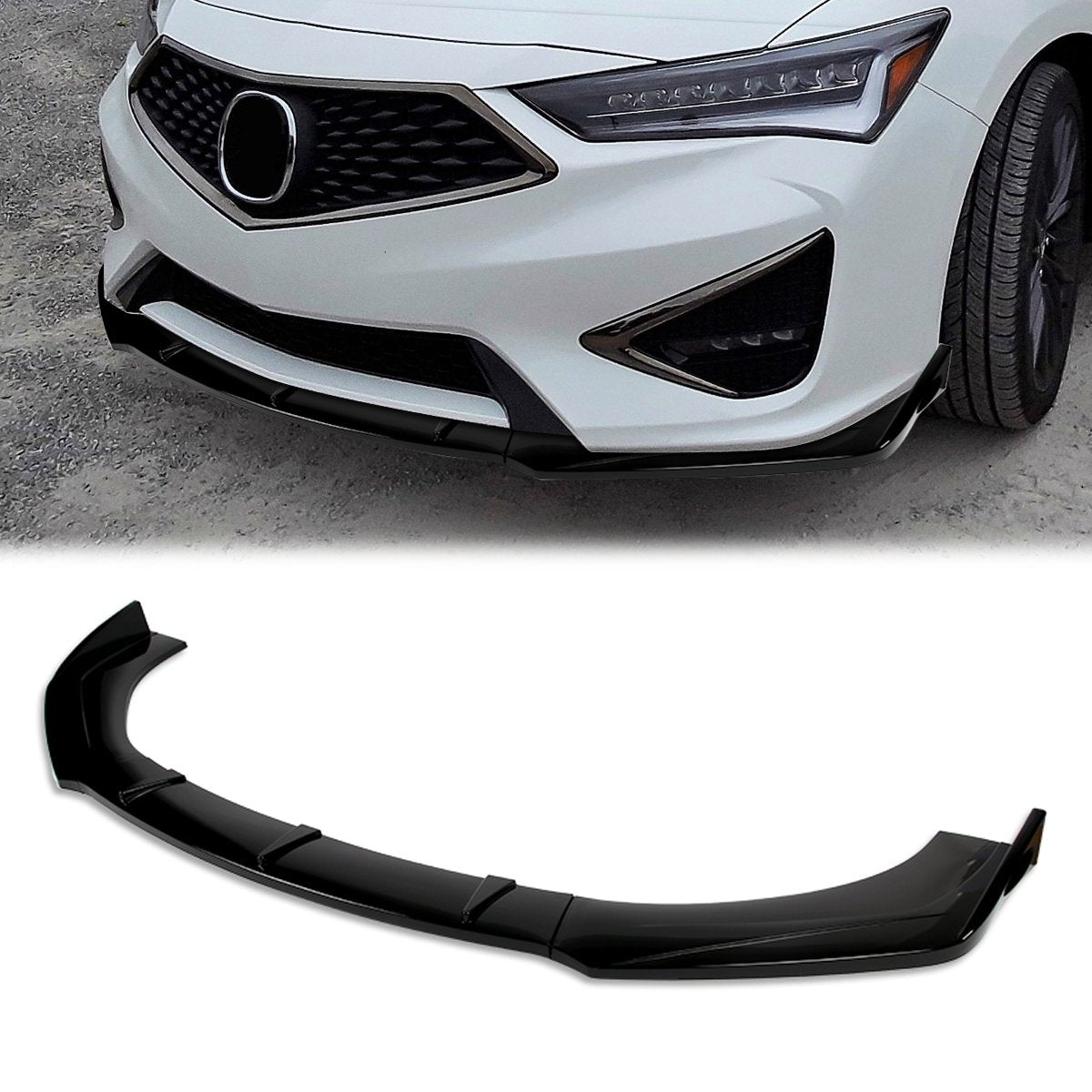 Stay Tuned Performance, Universal 68" X 5" Front Bumper Lip -3 Pieces Style [Gloss Black]