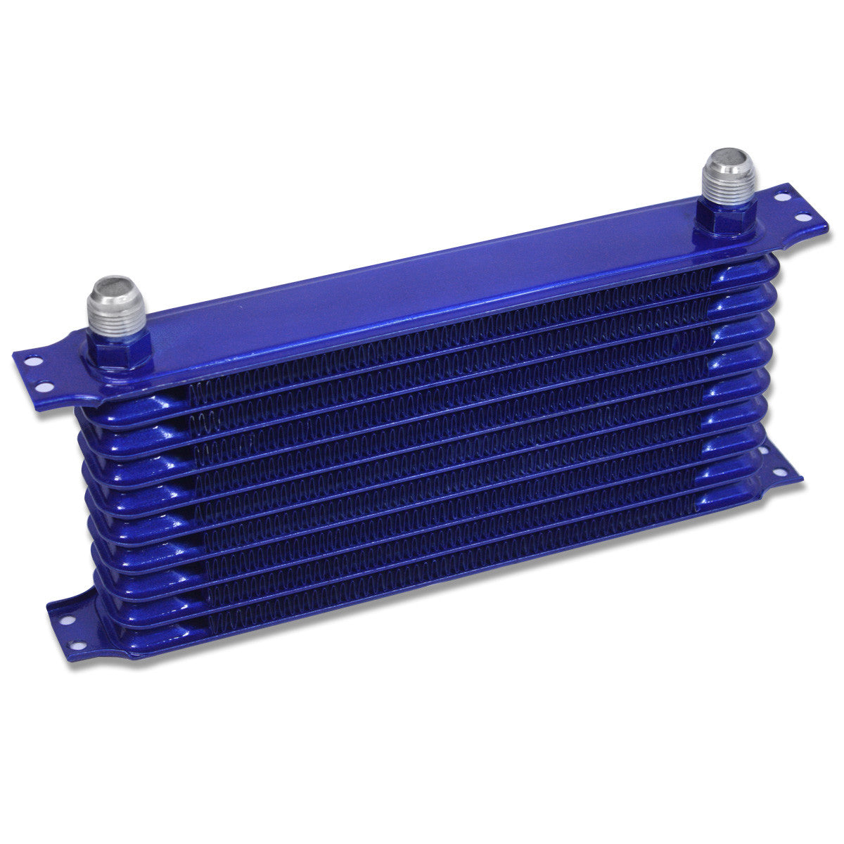 CAAP, Universal AN10 Inlet 10-Row Aluminum Engine Oil Cooler - 13.5" x 6.5" x 2" - Blue