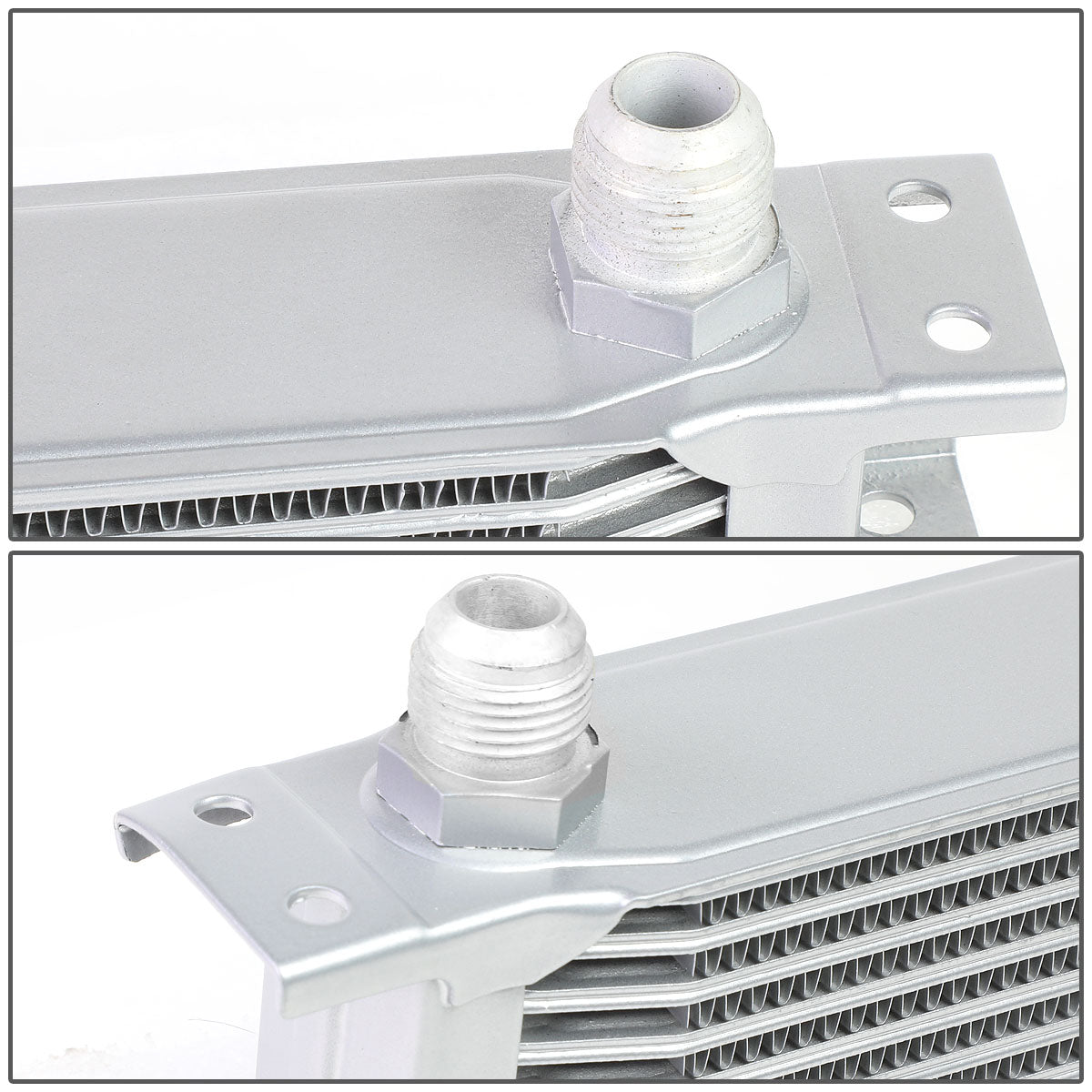 CAAP, Universal AN10 Inlet 10-Row Aluminum Engine Oil Cooler - 13.5" x 6.5" x 2" - Silver