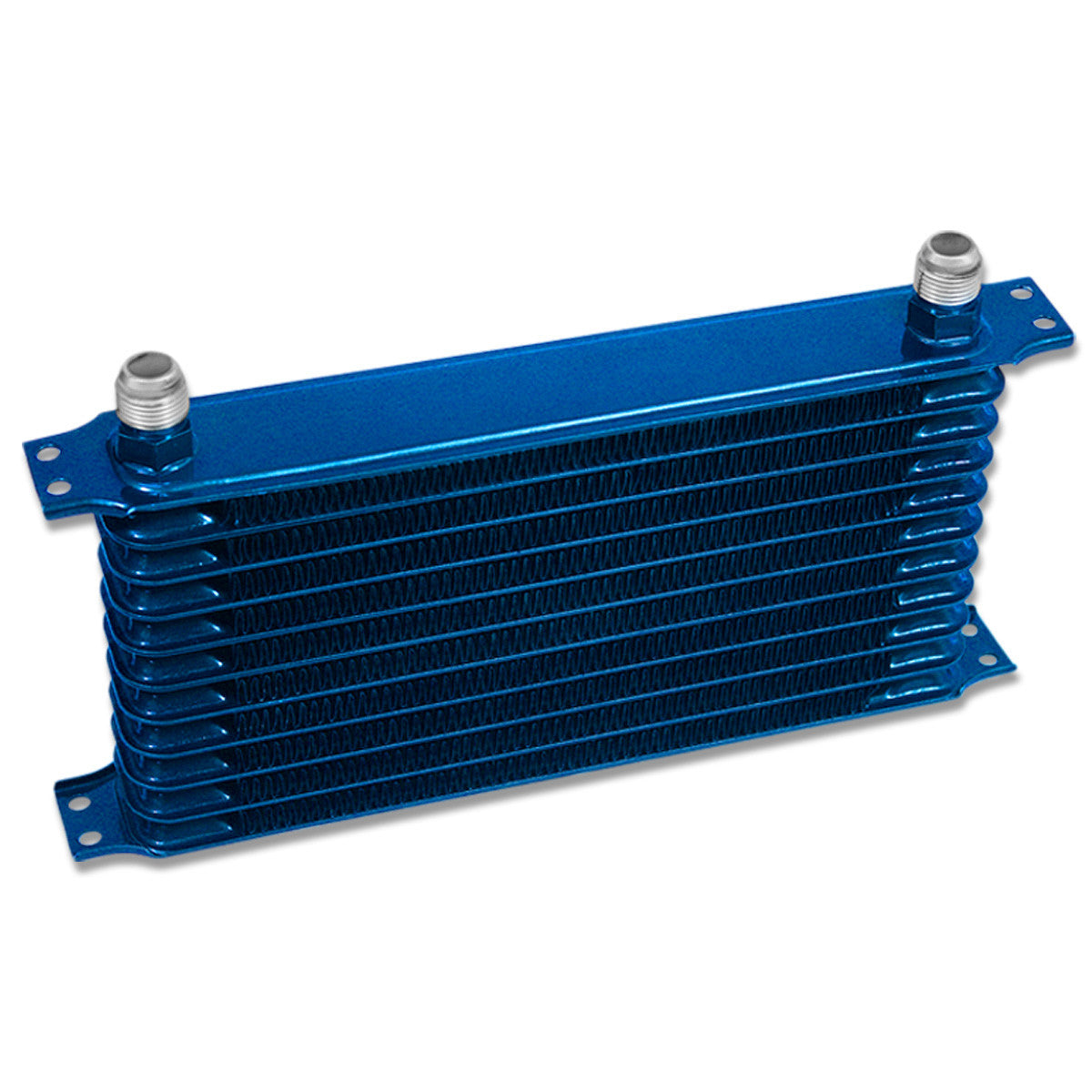 CAAP, Universal AN10 Inlet 11-Row Aluminum Engine Oil Cooler - 13.5" x 7.25" x 2" - Blue