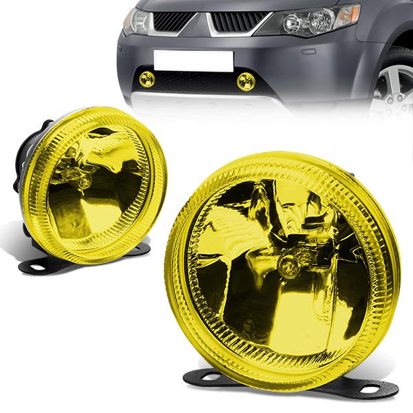 DNA Motoring, Universal SUV Pickup Truck Amber Lens 3.5 in. Round Fog Lights - w/Bulbs