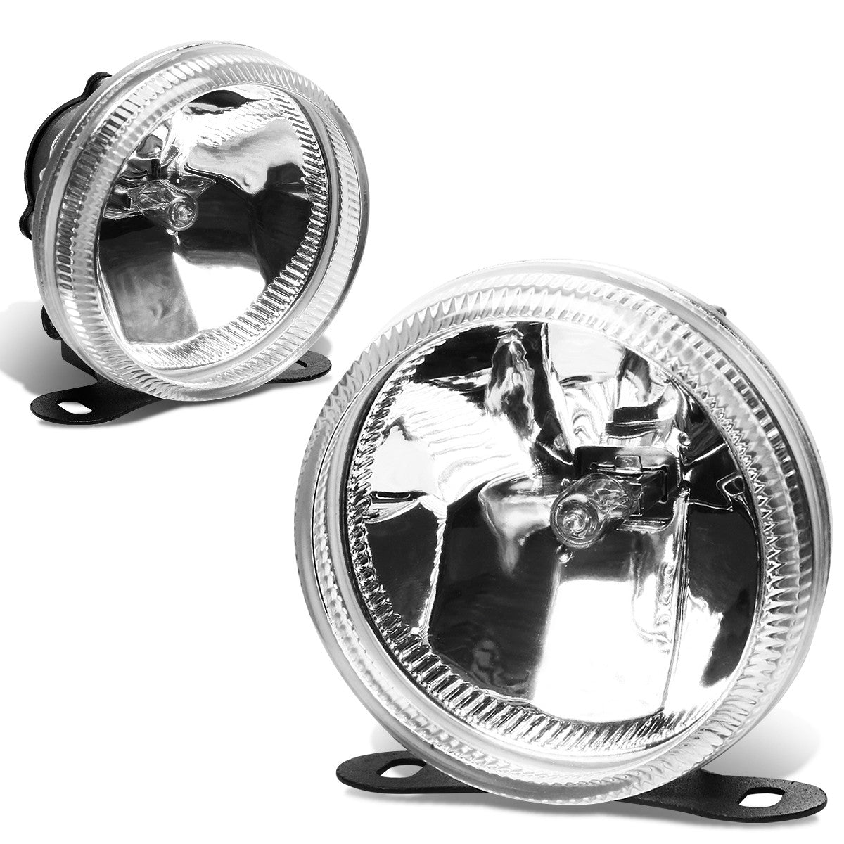 DNA Motoring, Universal SUV Pickup Truck Clear Lens 3.5 in. Round Fog Lights - w/Bulbs